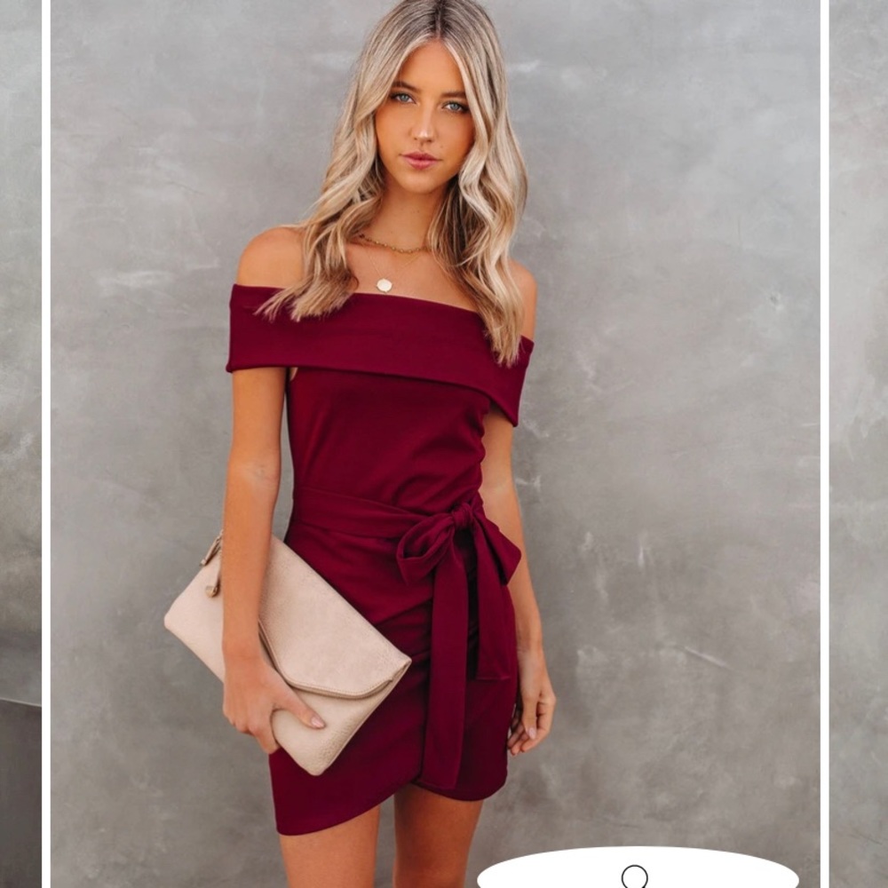 Brand new Vici off shoulder bodycon dress in Port